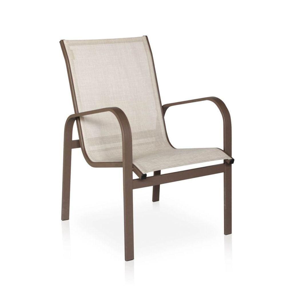 Cadeira Para Varanda, área Externa, Gourmet E Jardim - Marrom Em Tela Sling Café Com Leite