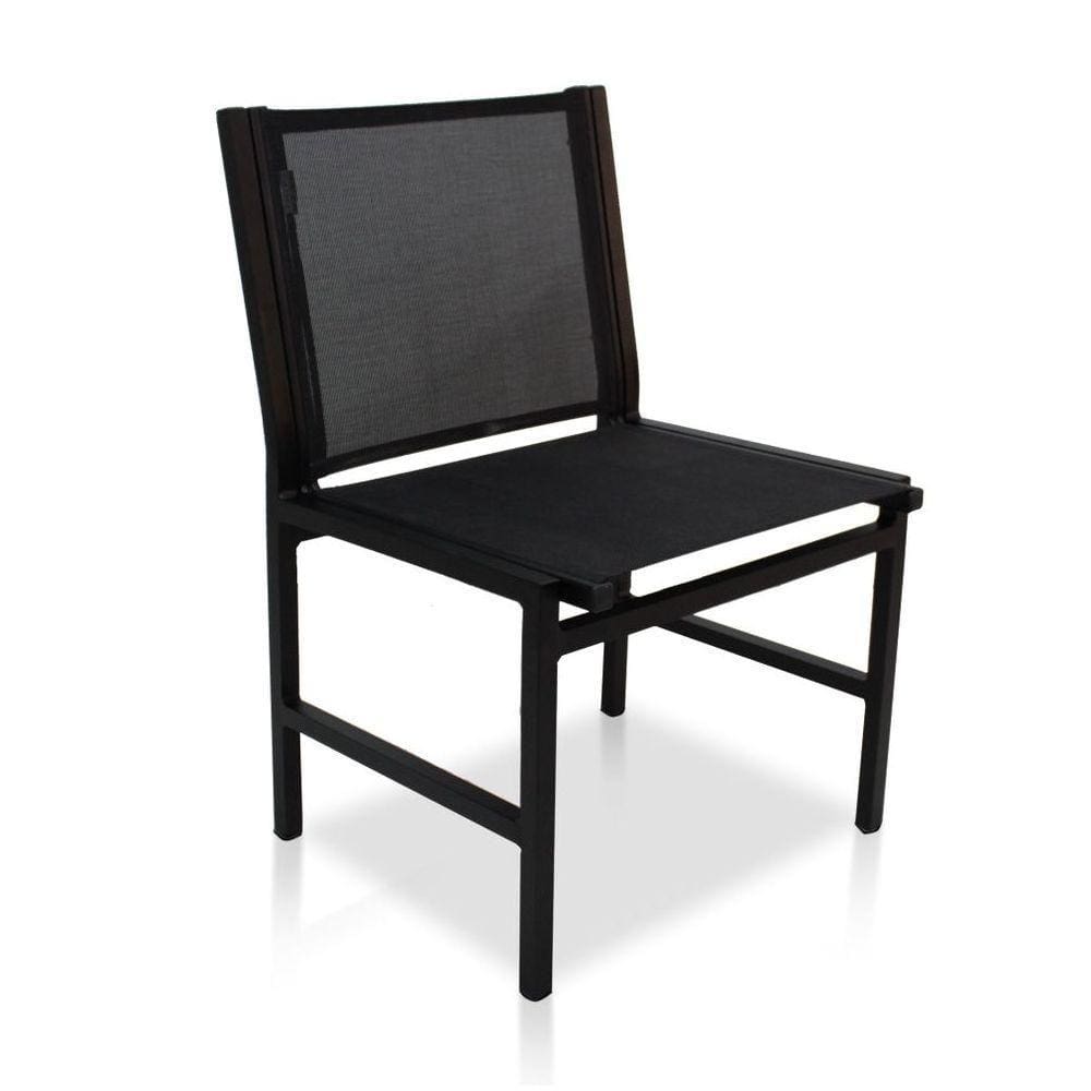 Cadeira De Alumínio Em Tela Sling Sem Braço - Preto