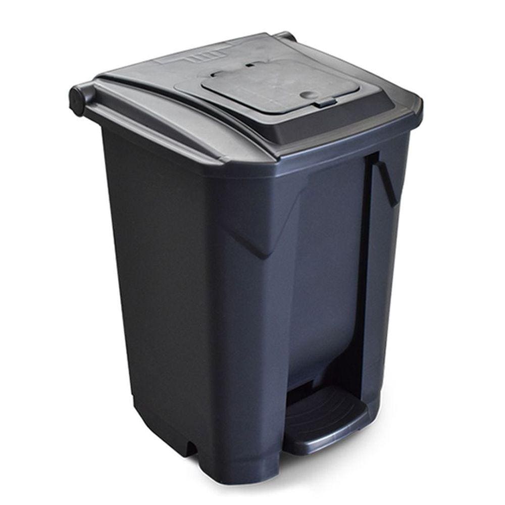 Lixeira 60L C/ Rodinha Pedal Tampa Click p/ Jardim Preta