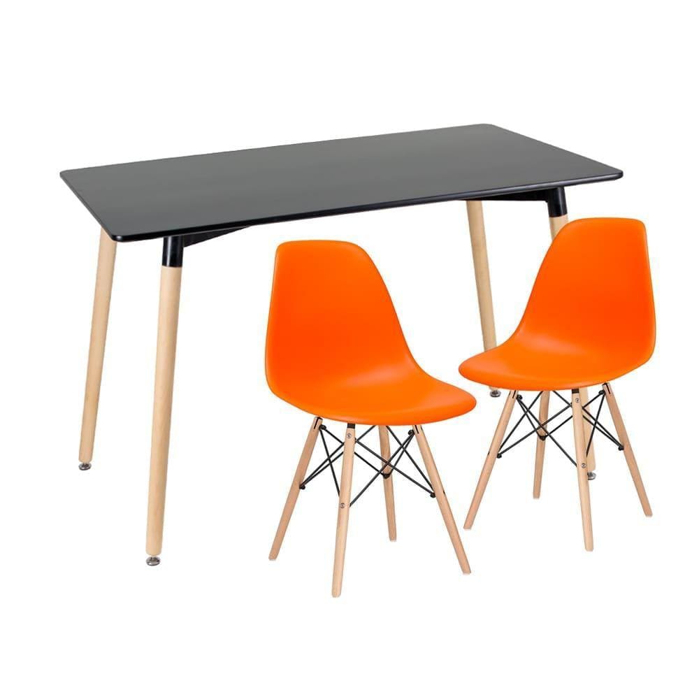 KIT - Mesa de jantar retangular Eames 60 x 120 cm preto + 2 cadeiras Eiffel DSW