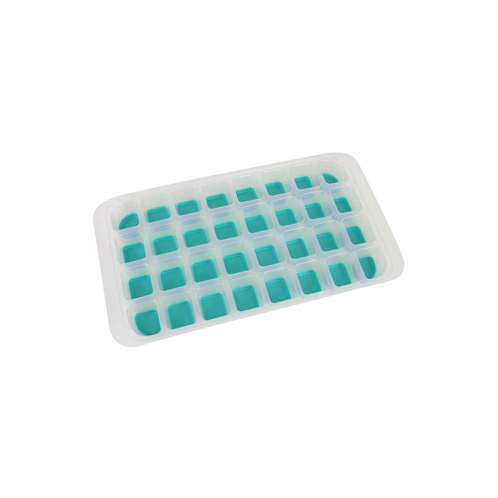 Forma De Gelo De Plástico E Silicone Para 32 Cubos Verde