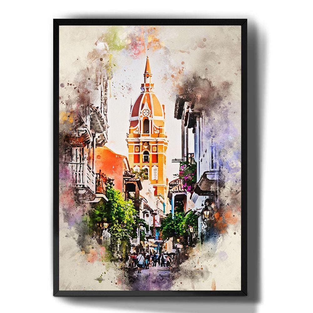 Quadro Decorativo Catedral Colombia Watercolor Arte