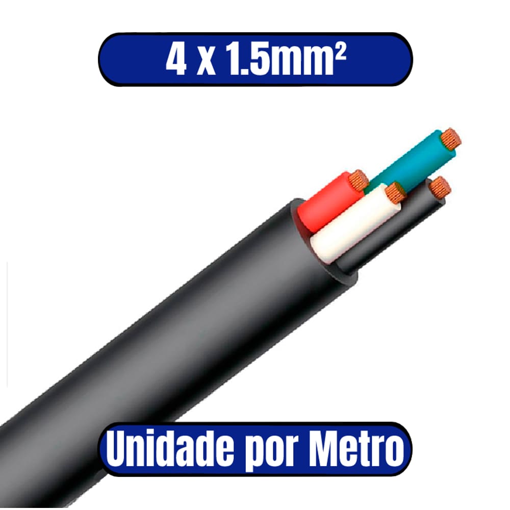 Cabo PP 4 Condutores 01.5mm² - (VALOR REFERENTE AO METRO)
