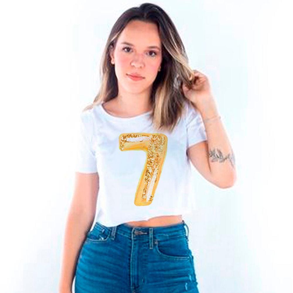 Camiseta Cropped Numero Dourado 7