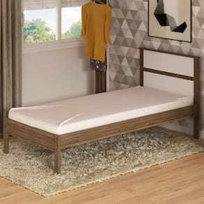 Cama De Solteiro Nogal/branco Cm8004 - Tecno Mobili