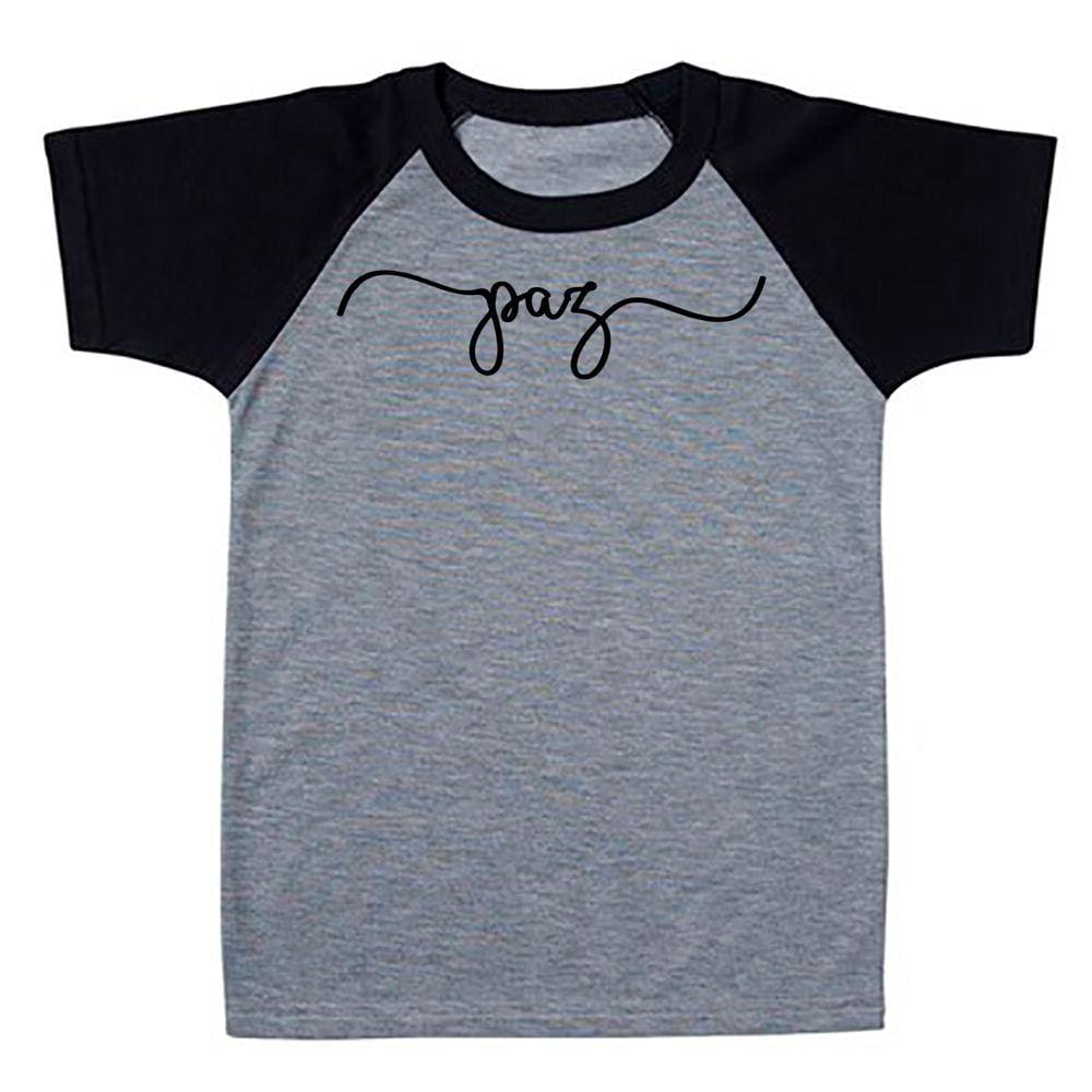 Camiseta Infantil Raglan Escrita Paz