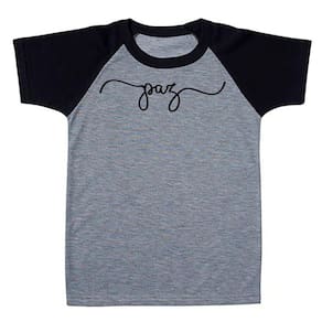 Camiseta Infantil Raglan Escrita Paz