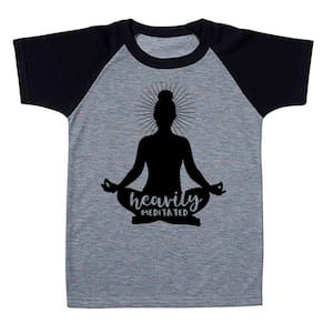 Camiseta Infantil Raglan Yoga Heavily Meditated