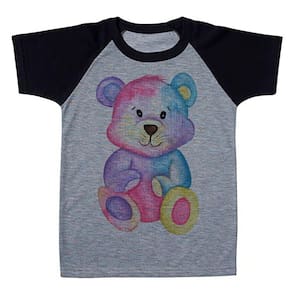 Camiseta Infantil Raglan Urso Ursino Tie Dye