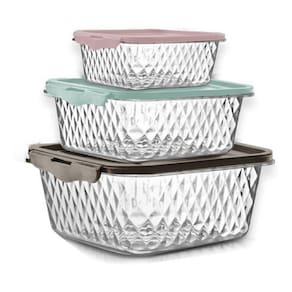 Potes Micro-ondas E Freezer Cristal Tampa Hermética - 3 Uni