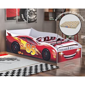 Cama Quarto Infantil Carro com Colchão