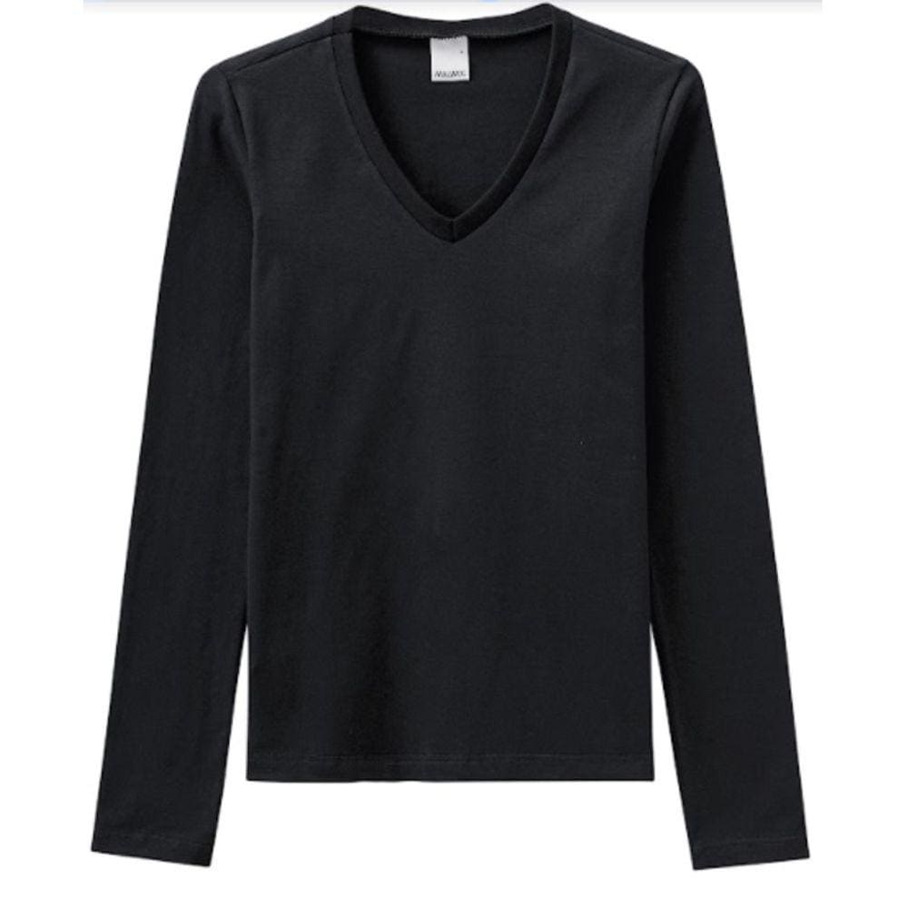 Blusa feminina manga longa decote V Malwee