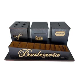Suporte De Gola + Descarte + Tesouras + Pentes Mdf Barbearia