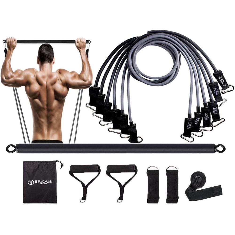 Kit Tubing Extreme Pro 95Kg Com Barra De Exercício Bravus