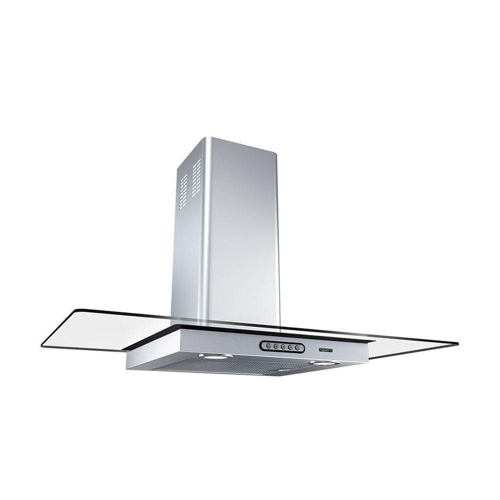 Coifa De Parede 90Cm Vidro Reto Duto Slim Fogatti Inox 110V