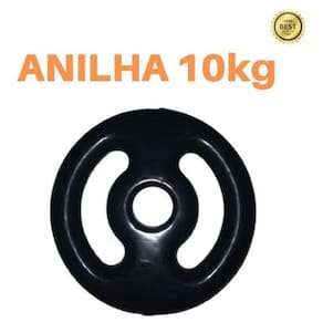 Anilha 10Kg Emborrachada Super Premium Preta Academia/Casa