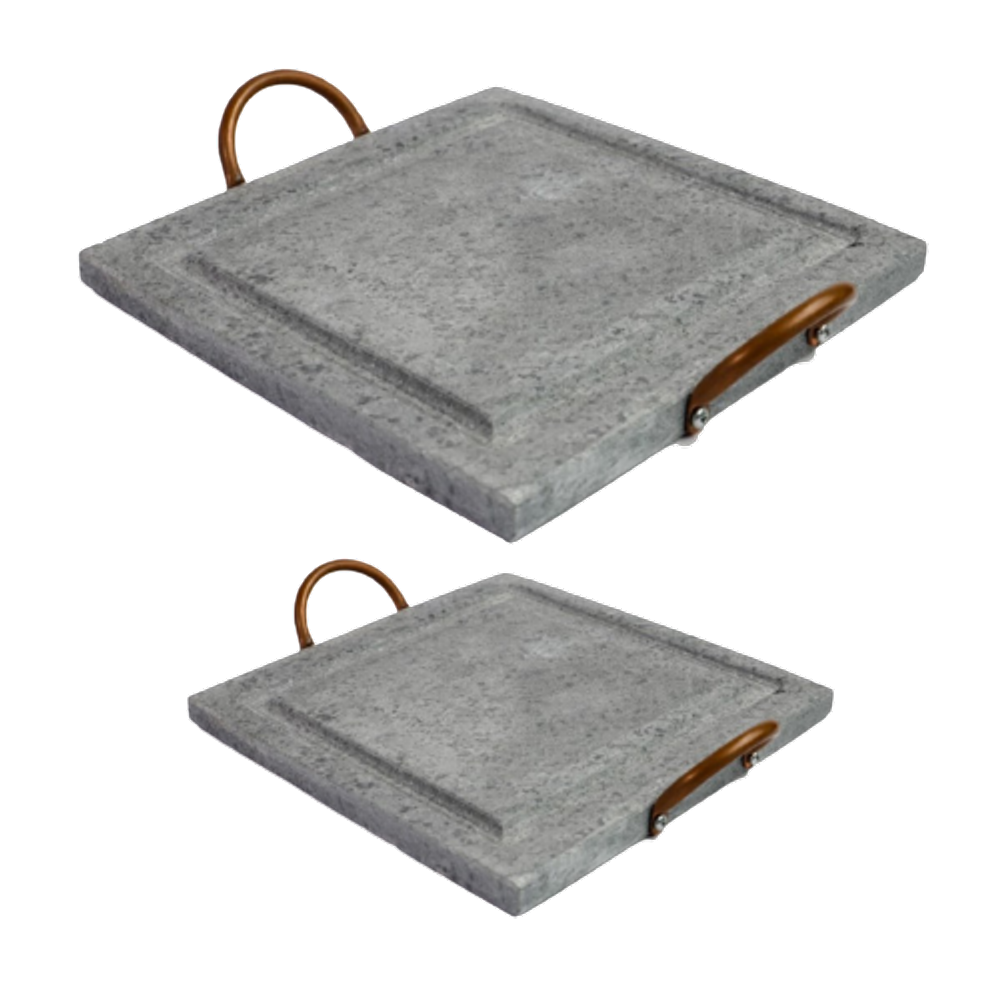 Kit Grelhas Para Carnes Servir Porção Pedra Sabão P e G