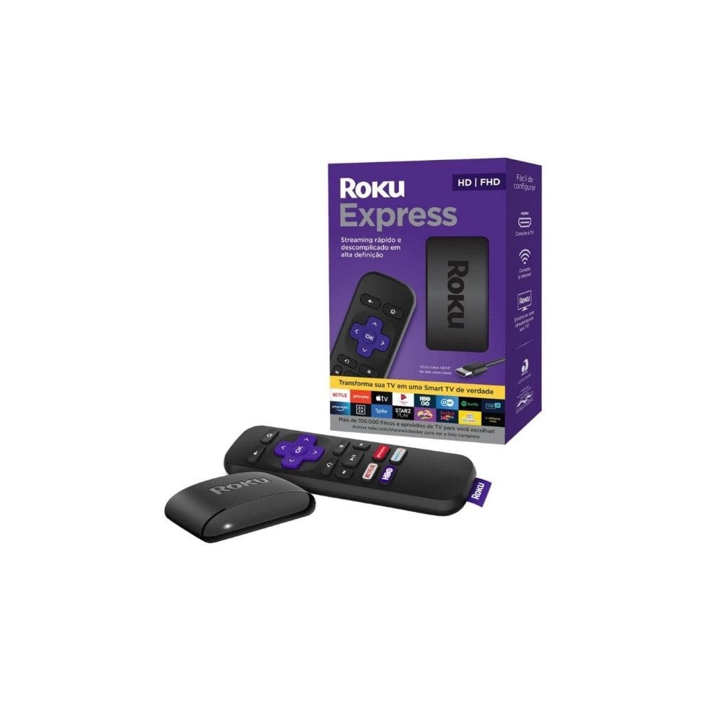 Roku Express Streaming Player Full HD Controle e Cabo HDMI