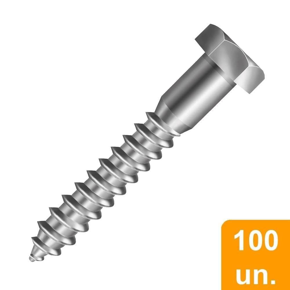 Parafuso Ciser Sextavado Rosca Soberba 1/4 x 100 Zincado Embalagem com 100 Unidades
