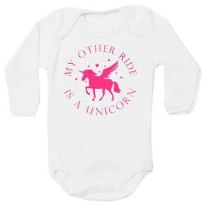 Body Manga Longa My Other RIde is a Unicorn Unicornio Rosa