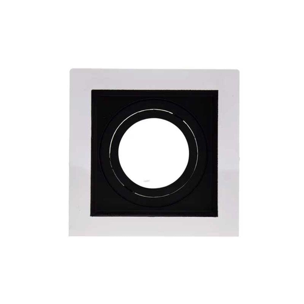 Spot de Embutir Conecta MR16 Dicroica Quadrado Recuado Branco e Preto 10cm Evoled