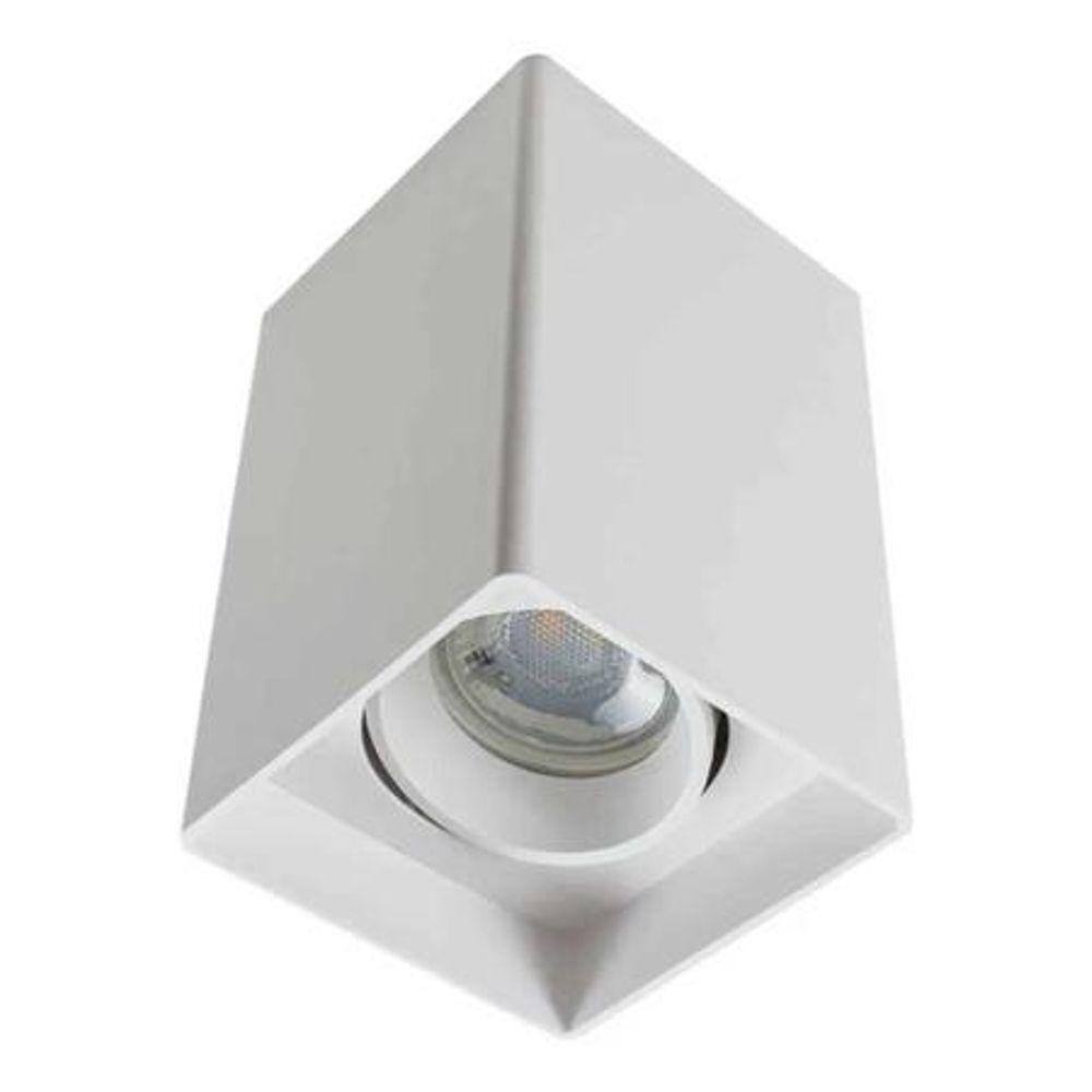 Plafon Spot Sobrepor MR16 Dicroica Quadrado Recuado Branco 12,5cm Evoled