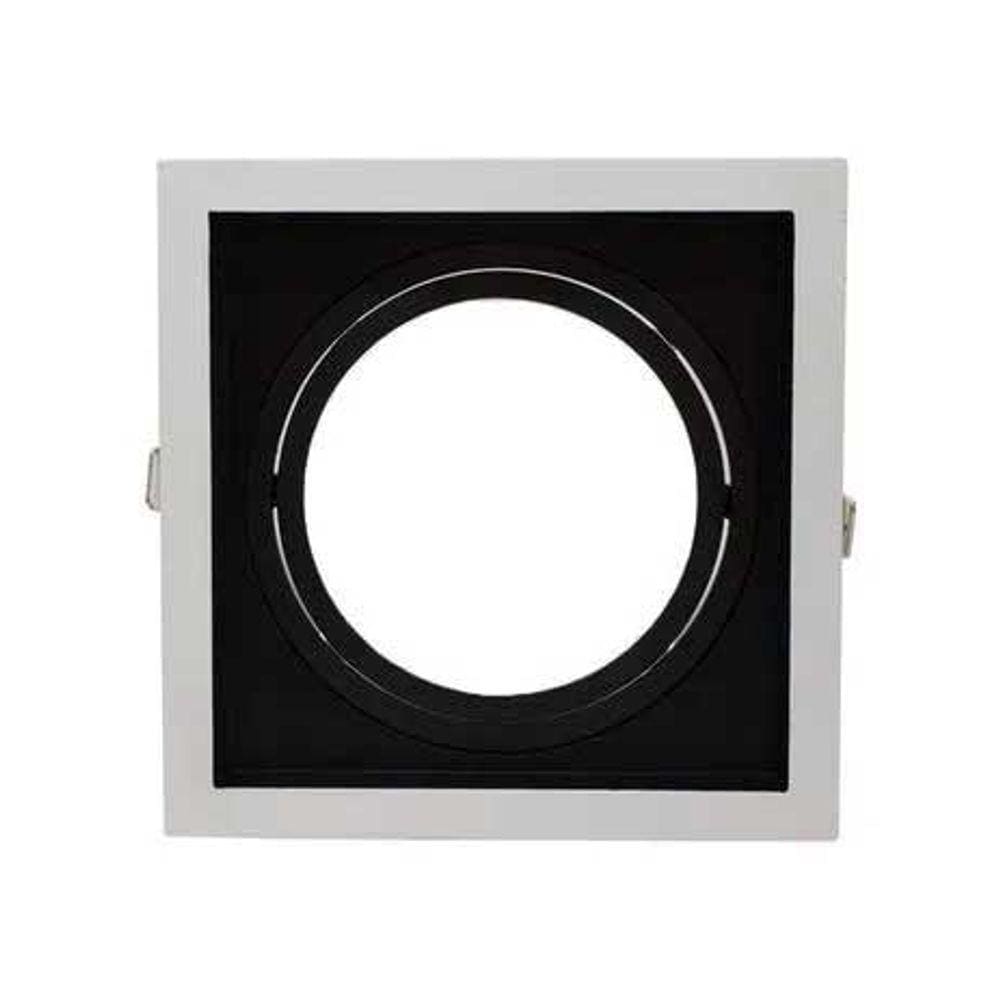 Spot de Embutir Conecta AR111 Quadrado Recuado Branco e Preto 17cm Evoled