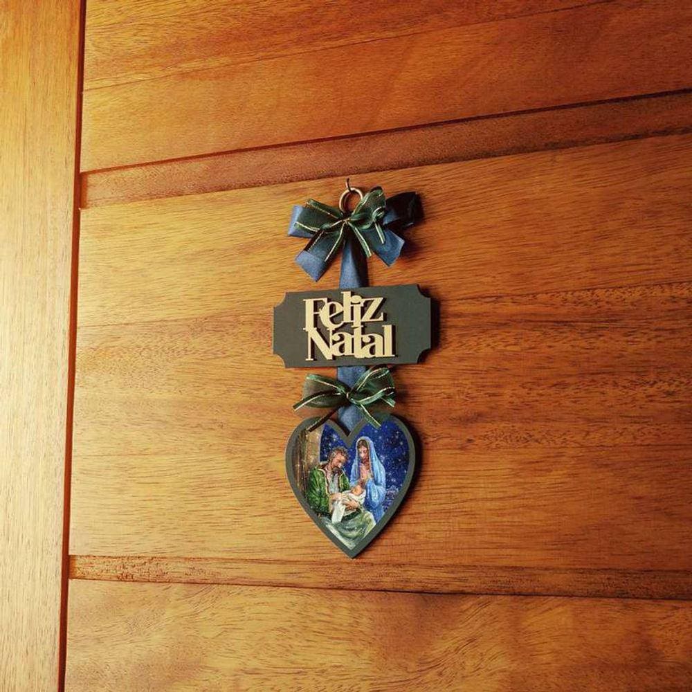 Adorno de Porta de Natal Coração Azul