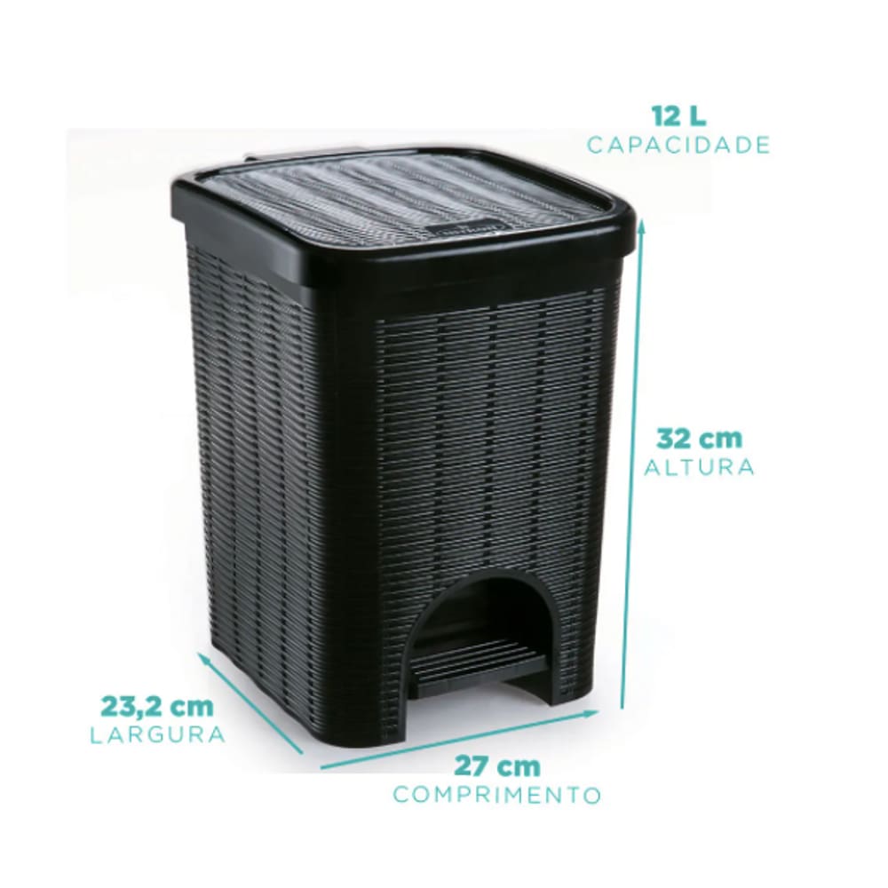Lixeira Vime 12Lts Preta Nitron
