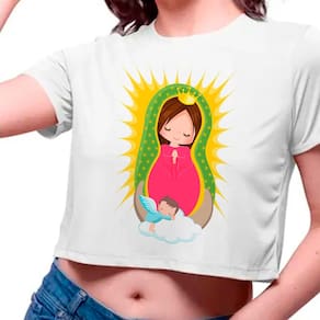 Camiseta Infantil Cropped Virgem de Guadalupe