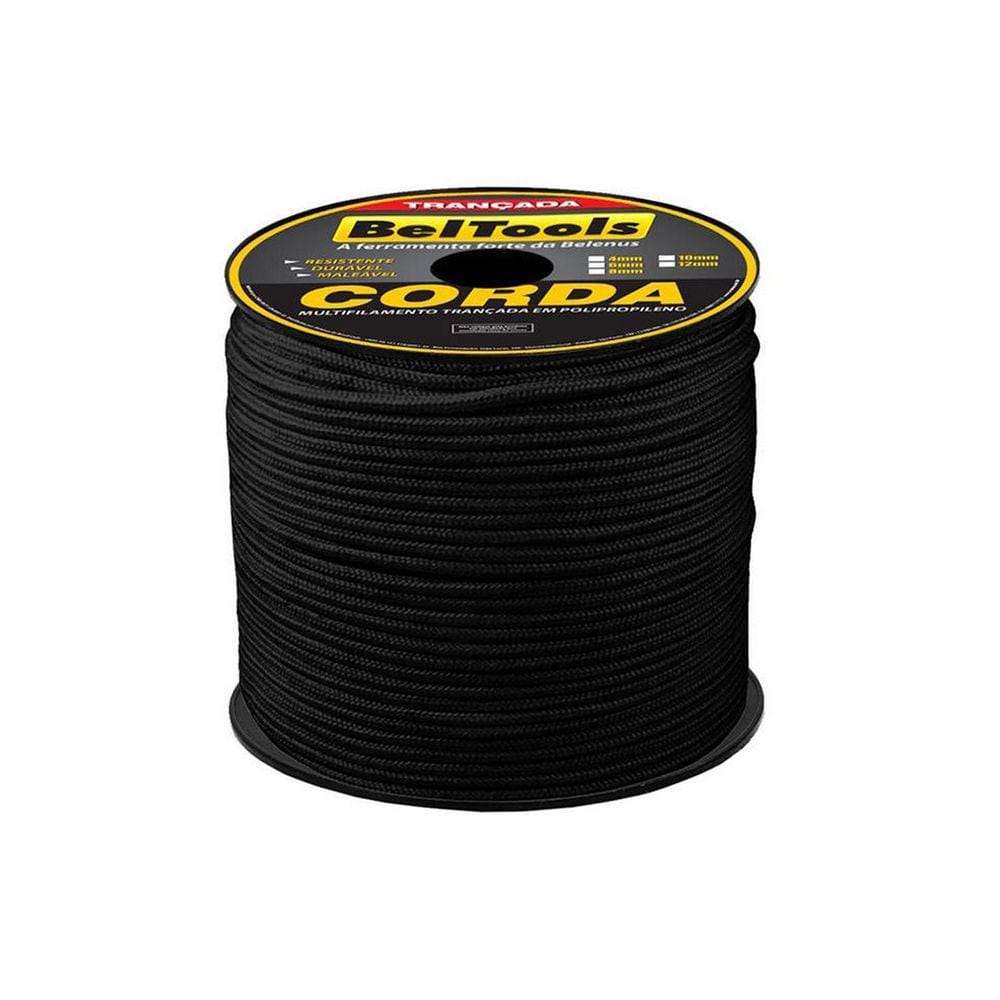 Corda Seda Preta Carretel 4mm 220 metros Beltools