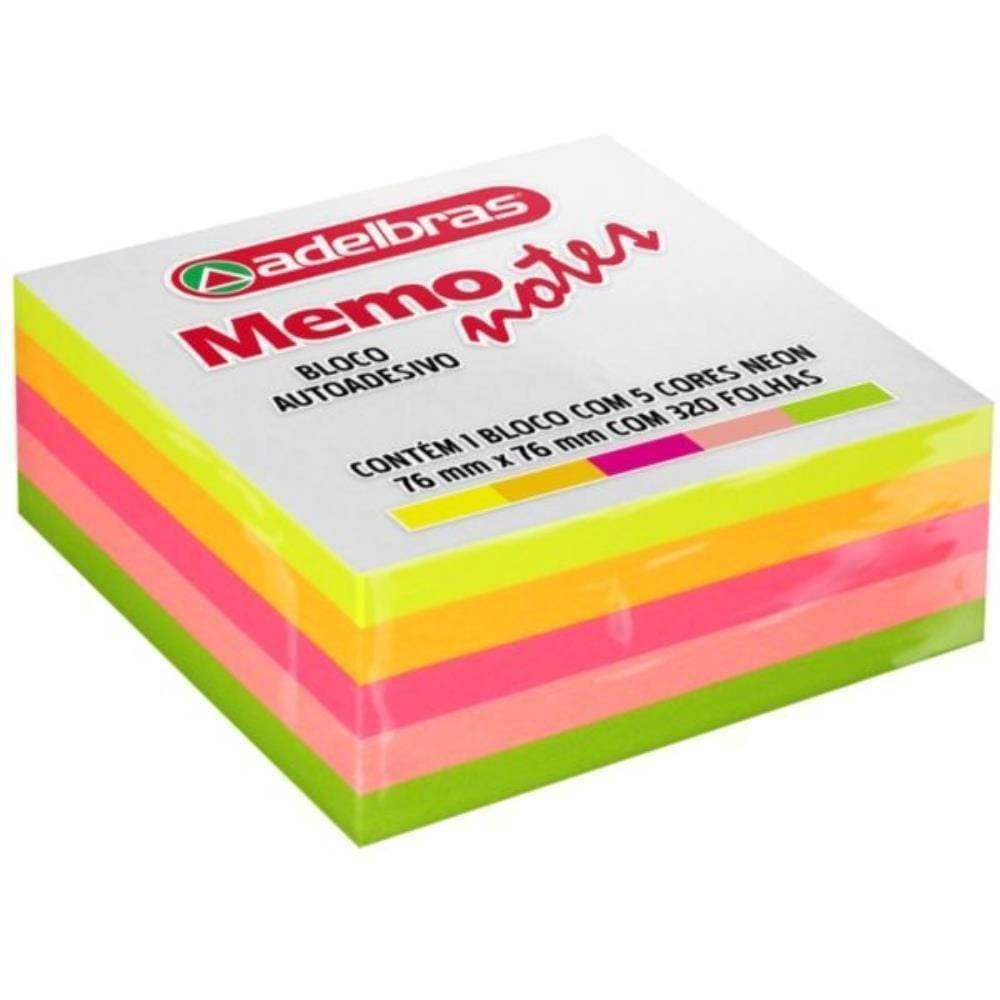 Bloco De Recado Autoadesivo Memonote Neon 76X76 320 Folhas