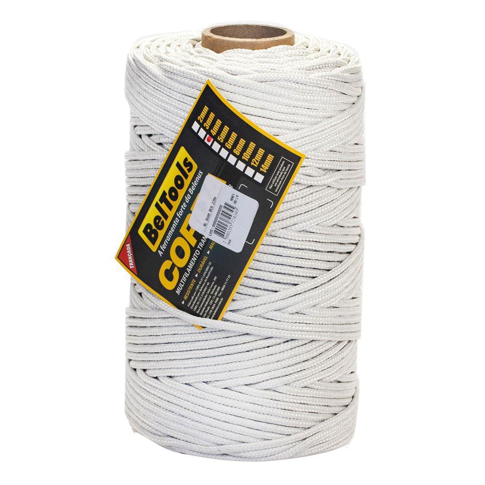Corda Seda Branca 4mm Rolo 220 metros Beltools