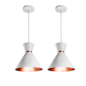 Kit 2 Pendente Luxo Rainha Elizabeth 18Cm Branco Cobre