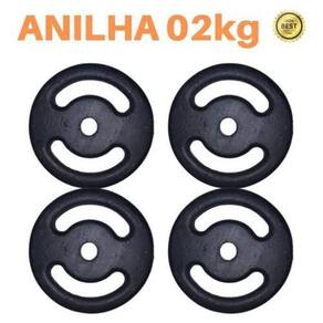 Kit 4 X Anilhas Super Premium De 2Kg Ferro Pintada