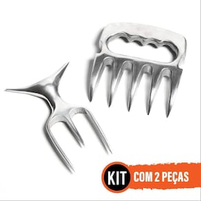Garra De Urso + Garfo Tridente Metal Alumínio Churrasco Top