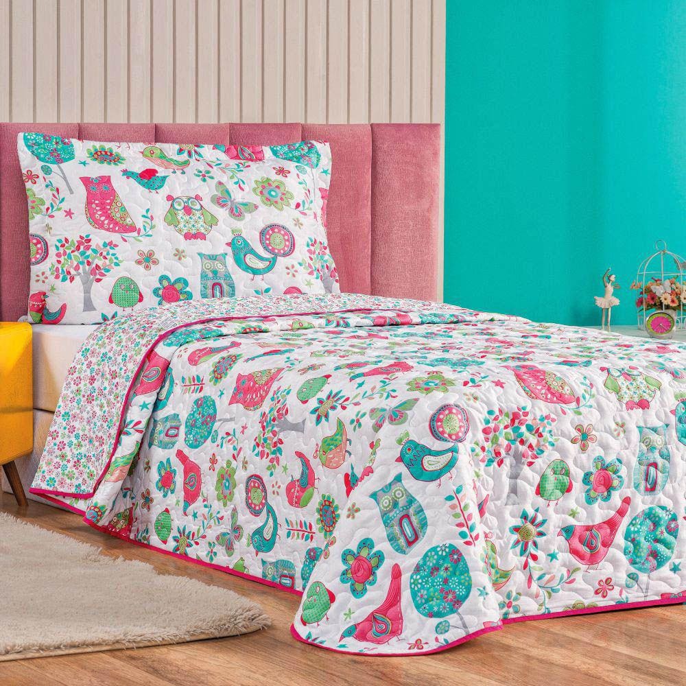 Colcha Cobre Leito Casa Show Solteiro 2 Peças - Coruja