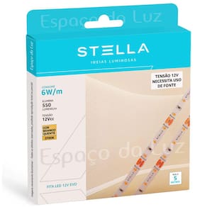 Fita LED Profissional 6W/M 2700K IP20 12V Branco Quente - Stella-STH6800/27