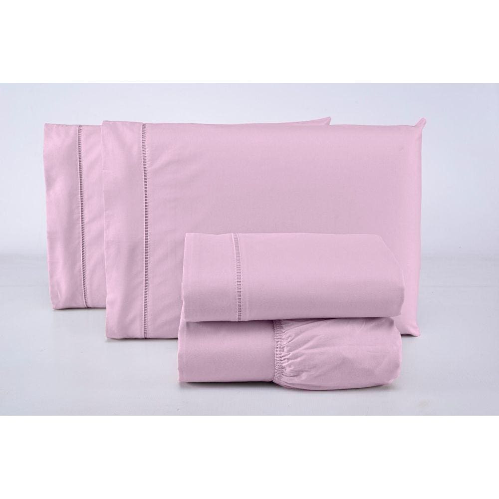 Jogo De Cama Queen 3 Peças 100% Algodão 400 Fios Rosa