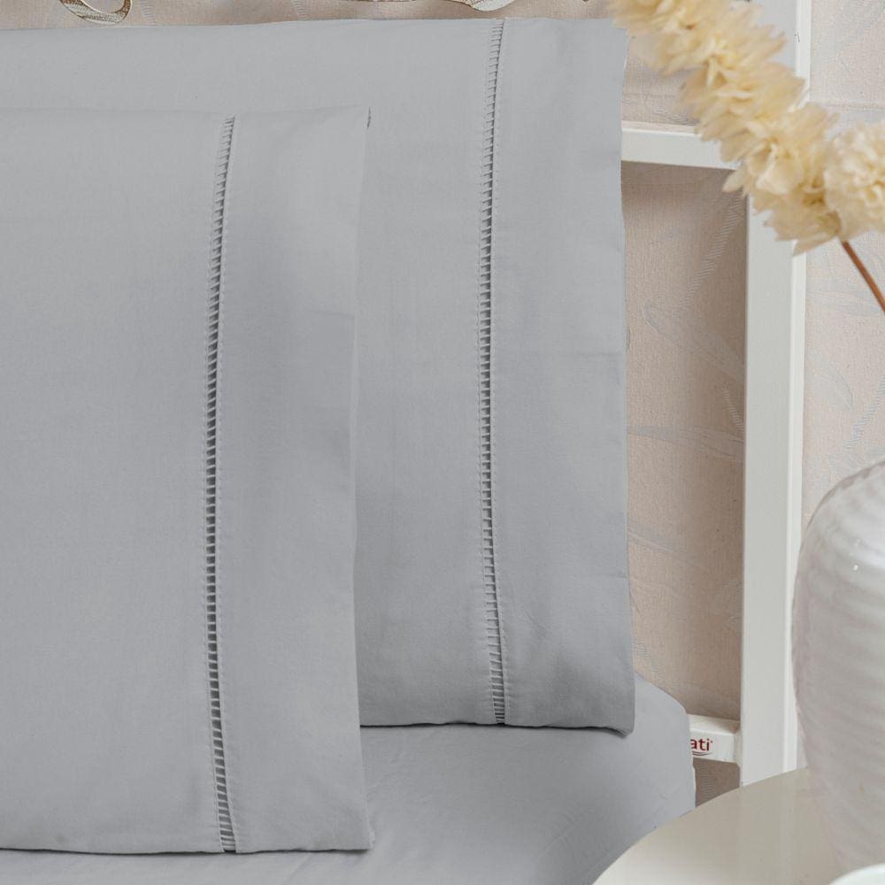 Fronha  Avulsa 100% Algodão 400 Fios Cinza