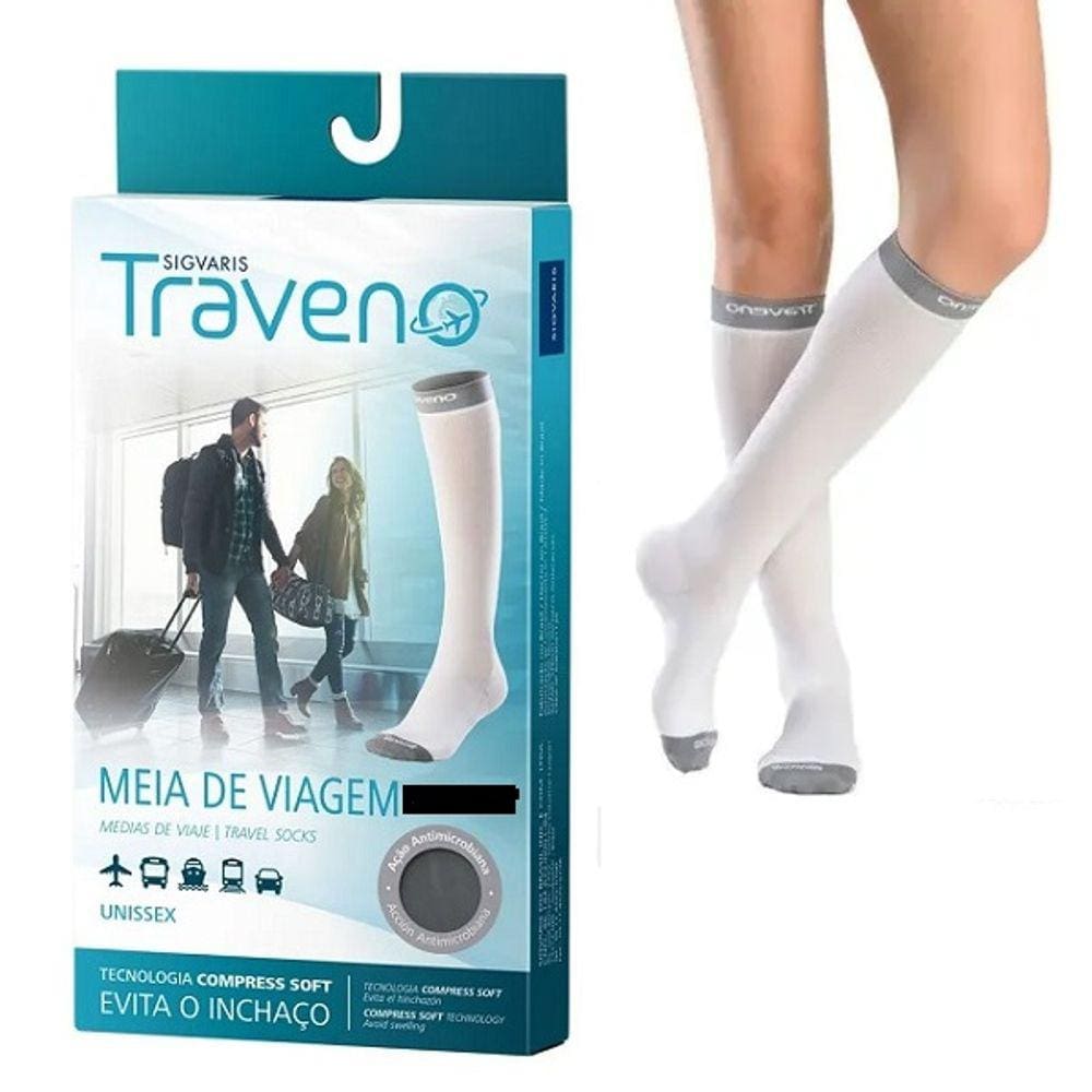 Meia 3/4 para Viagem Sigvaris Traveno 170 Fechada