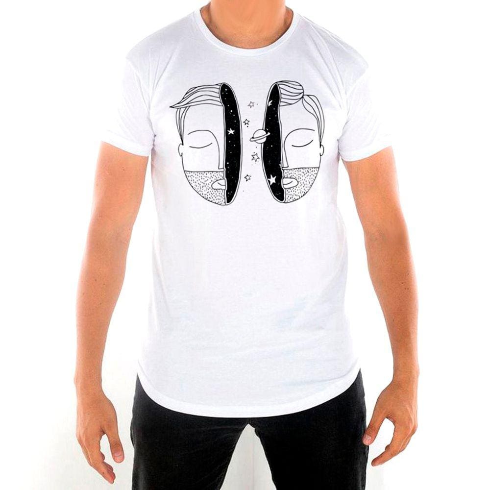 Camiseta Masculina Longline Face Espacial