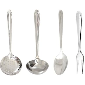 Jogo Utensílios Inox Premium Escumadeira, Concha, Colher e Garfo - Yazi