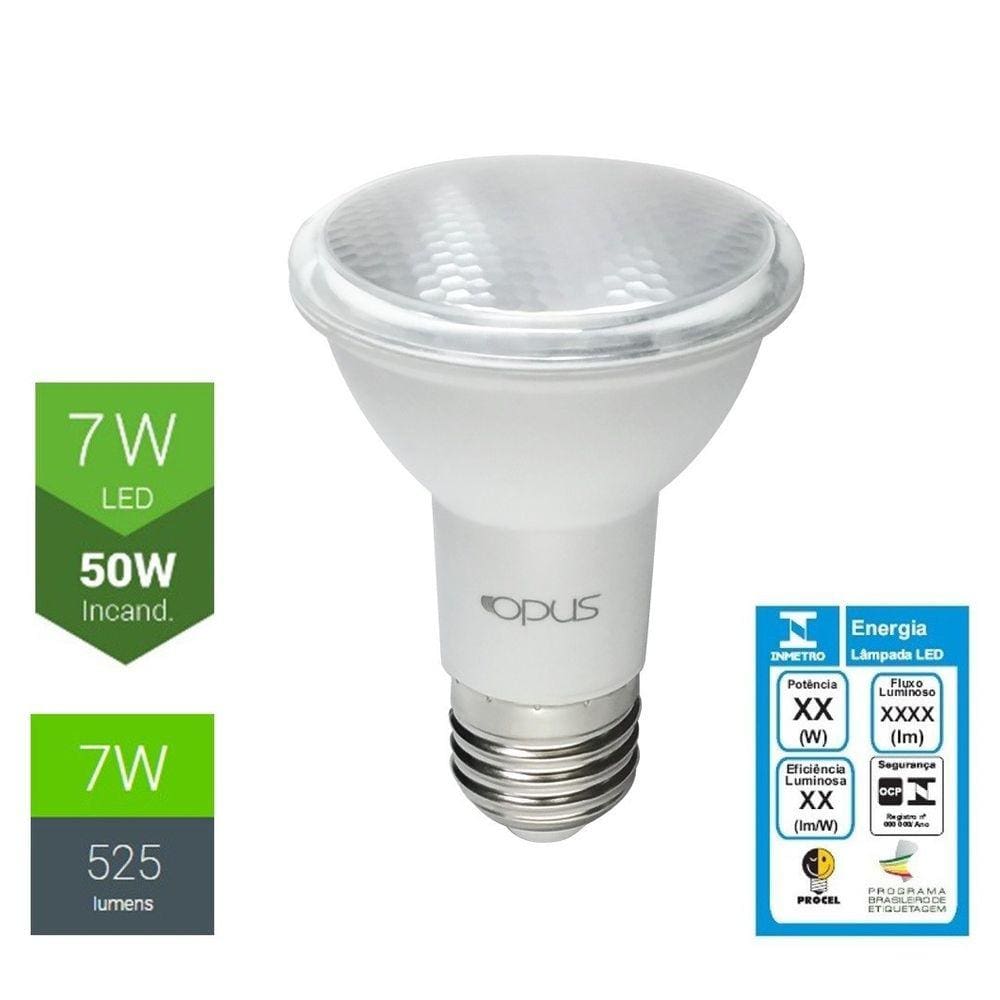 Lâmpada PAR20 LED 7W 24° 4000K IP65 Bivolt - Opus