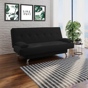 Sofá Cama 1,80m Iara Suede Preto Madelina Decor