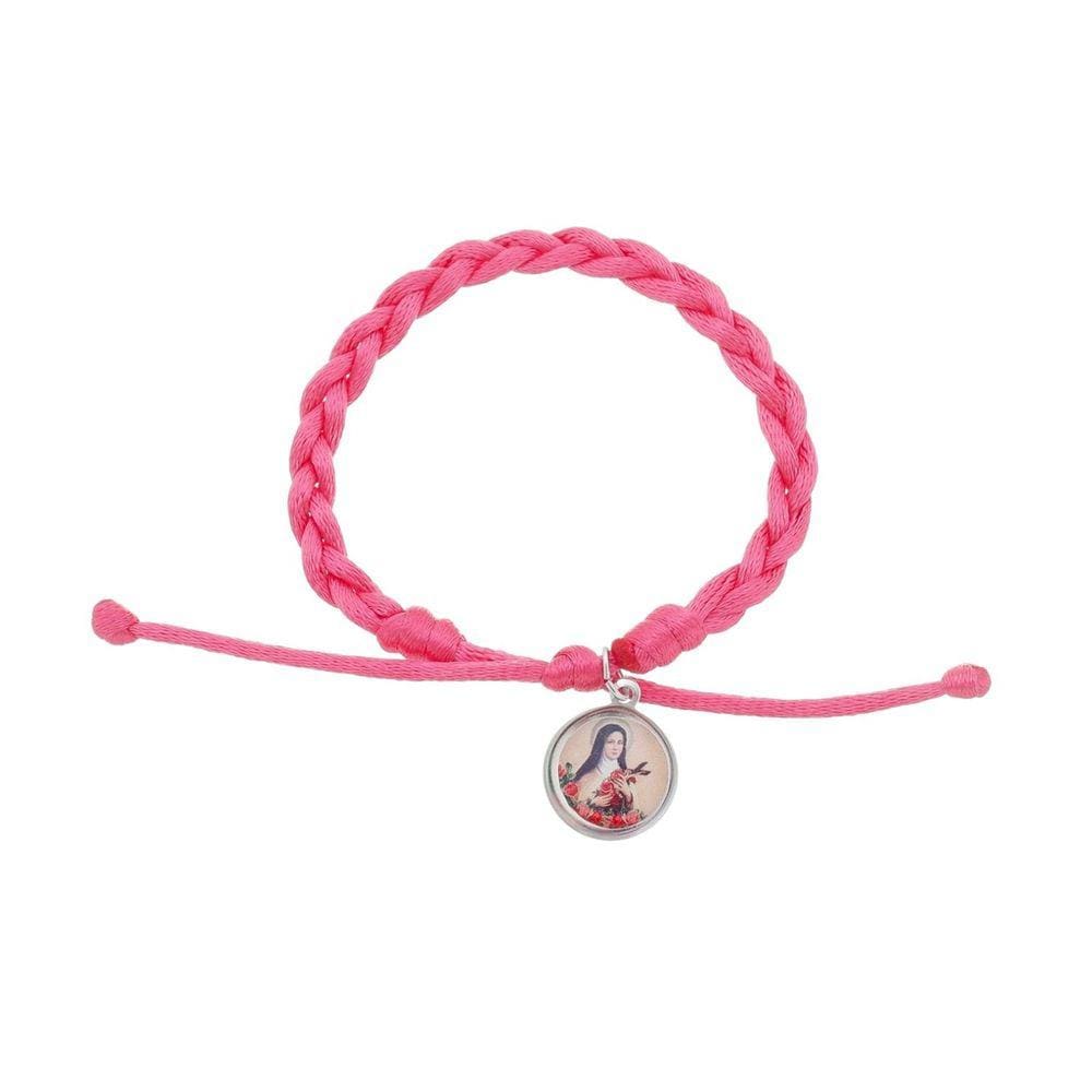 Pulseira Santa Terezinha Trançada Rosa