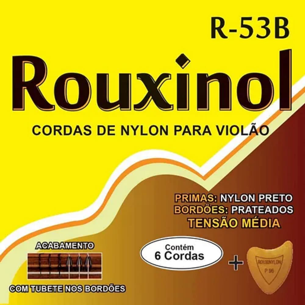 Encordoamento Rouxinol Violao Nylon Media Tensao Preto/Prateada R53b - H-7