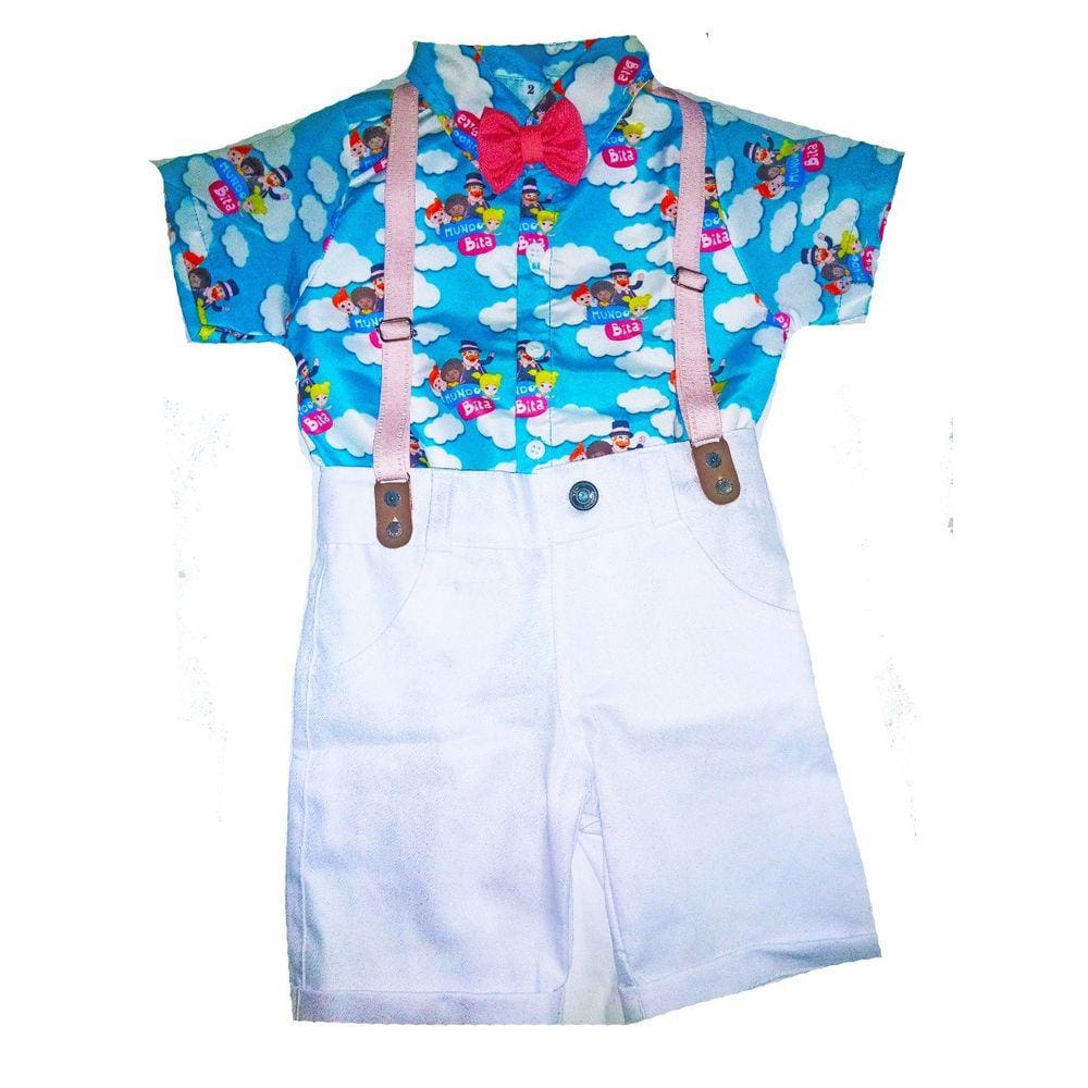 Conjunto Roupa Festa Mundo Bita + Suspensório E Gravata Borb