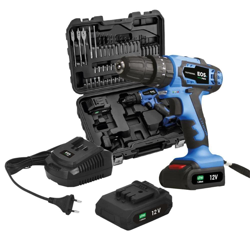 Kit Parafusadeira e Furadeira De Impacto Profissional EOS MaxPro Bateria 12V EPF01MFPRO com Bateria extra e Carregador