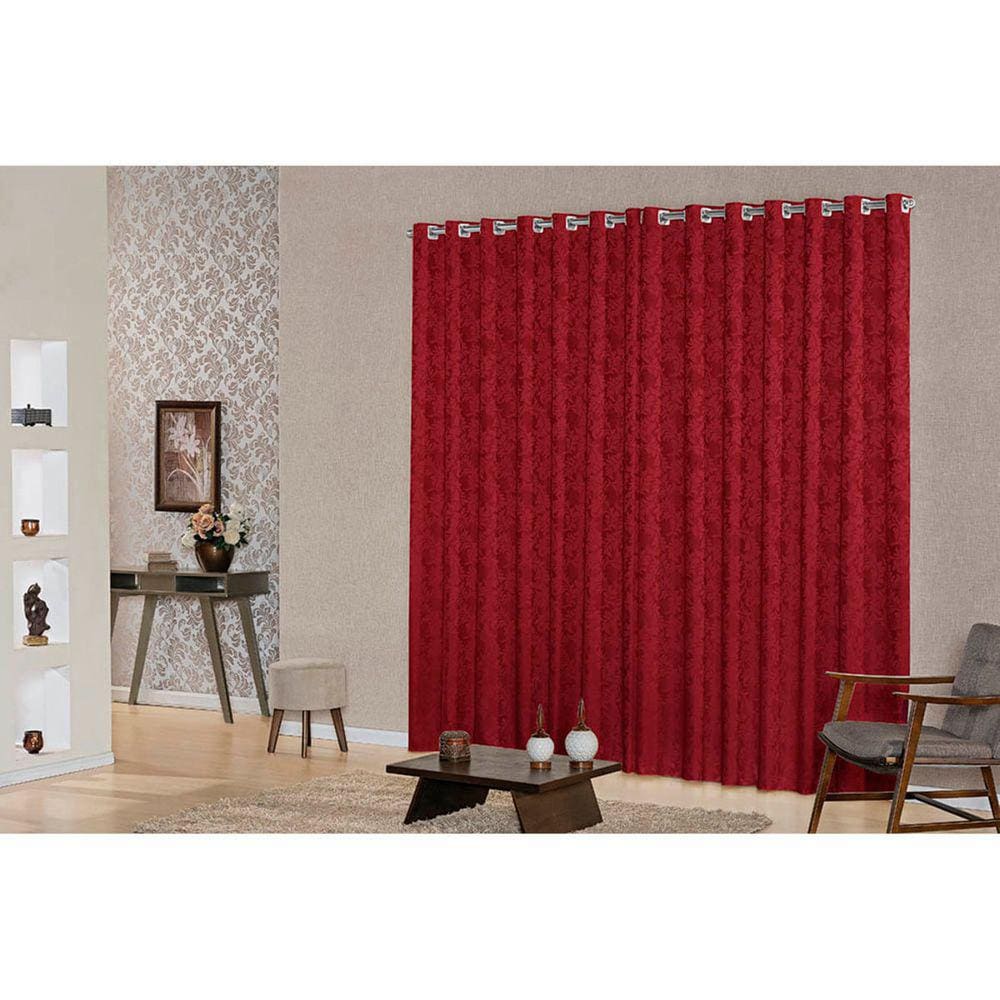 cortina sala jacquard semi blackout vermelho 3,00x2,50